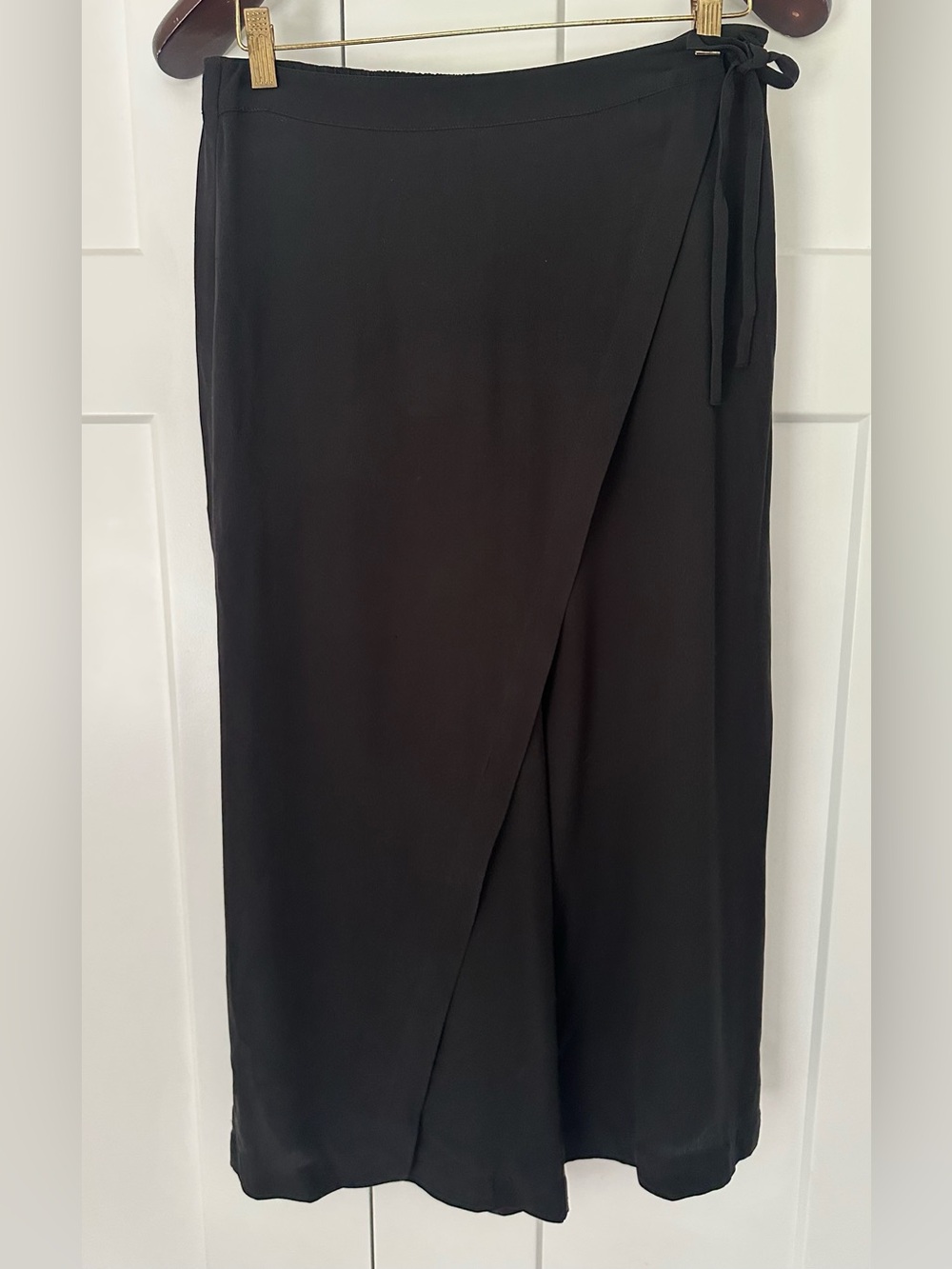 Eileen Fisher Washable 100% Silk Georgette Crepe Wide Leg Wrap Pants XS
